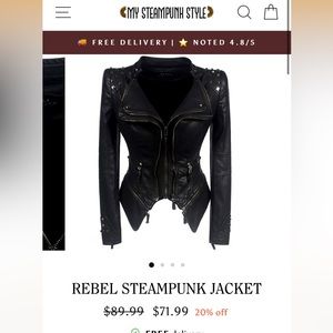 Black Faux Leather Steampunk Jacket